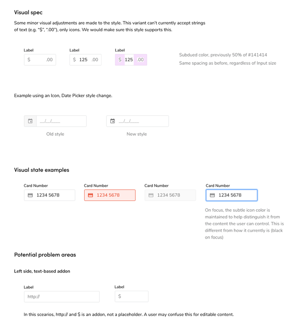 Component specification document