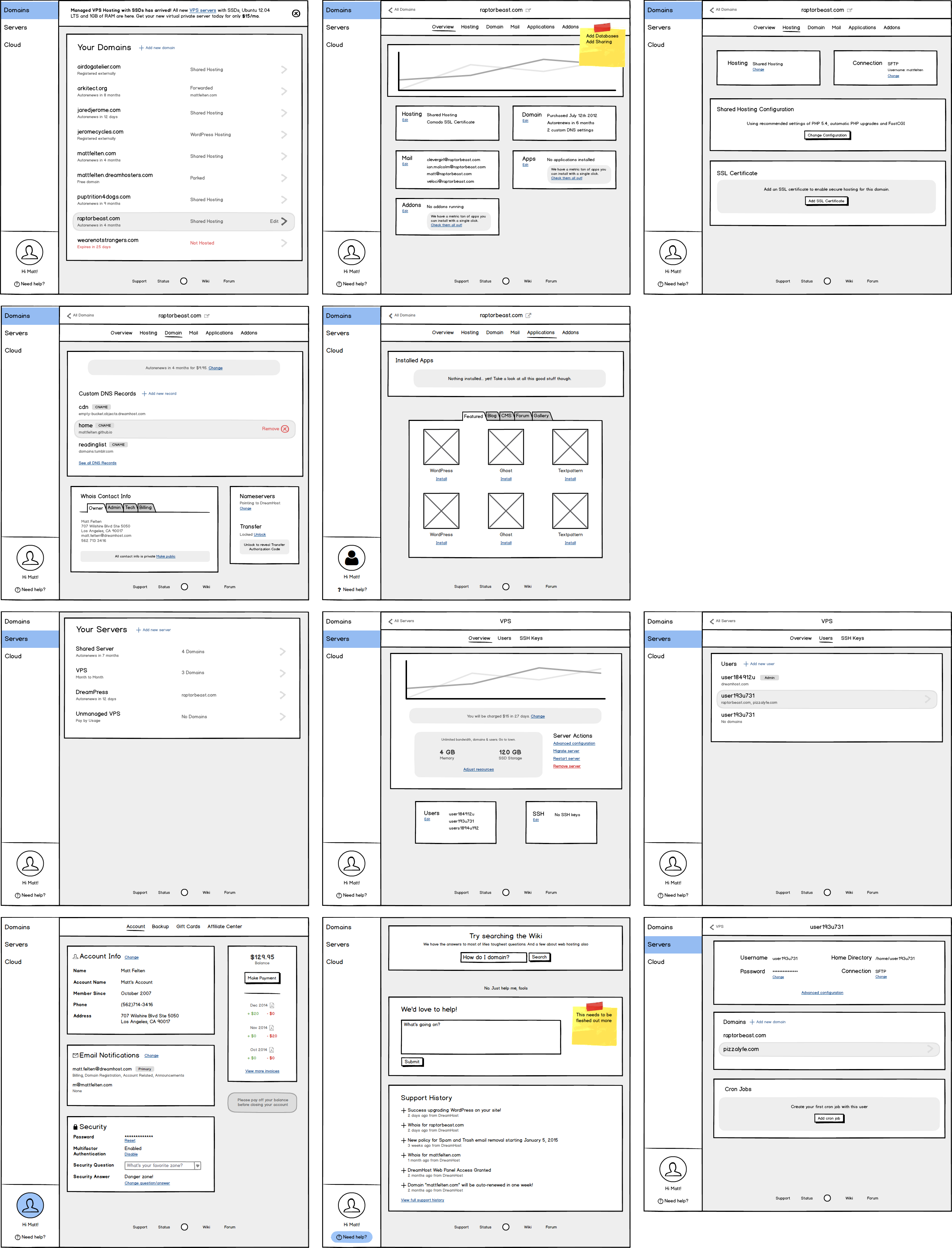 panel wireframes